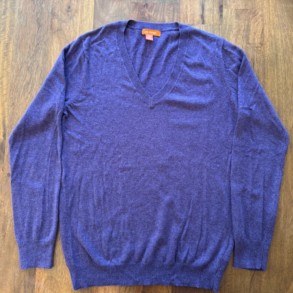 Joe Fresh cashmere‎ cotton blend purple long sleeve sweater women XS